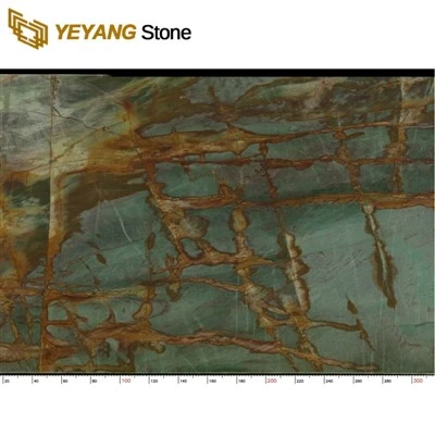แผ่นพื้นเคาน์เตอร์หินอ่อน Quartzite หินหรูหราสีเขียวของ Monet