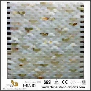 ตกแต่งกระเบื้องโอนิกซ์สีเขียวธรรมชาติหินโมเสกห้องน้ำ