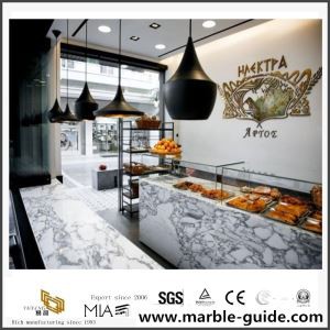 โครงการหินอ่อน Calacatta สีขาวสำหรับตกแต่งร้านเบเกอรี่
